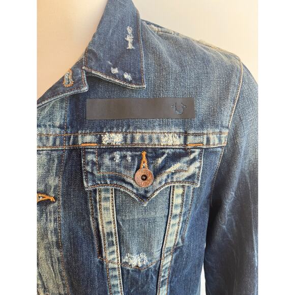 True Religion Denim Jacket Logo Mens sz L - Picture 4 of 11